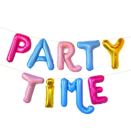 Packed Party 'Party Time' Multicolor Mylar Balloon Banner, Birthday Balloons