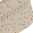 thumbnail image 3 of Verdant Touch Bolsa de paja de un solo hombro, tejido de papiro, gran capacidad, diseño hueco simple, cesta tejida para viajes, vacaciones, puntos coloridos en blanco, multicolor, 60_x_180_cm, 3 of 5