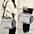 thumbnail image 5 of FORMRS Student Insulated Lunch Bag with Shoulder Strap Reusable Cooler Box for School, Purple Geometric, 5 of 9