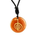 thumbnail image 1 of Colgante de collar redondo de 30 mm de diámetro, Reiki Cho KU Rei, joyería duradera. Naranja, 1 of 8