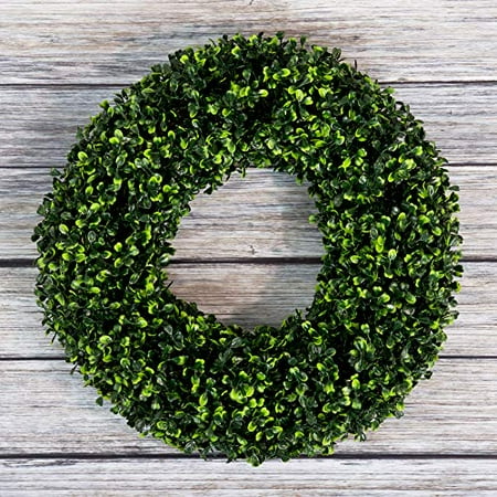 Boxwood Wreath  Artificial Wreath for the Front Door by Pure Garden  Home Décor  UV Resistant 16.5 Inches