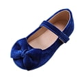 thumbnail image 4 of Dakaela Toddler Girls Dress Shoes Bowknot Suede Mary Jane Ballerina Ballet Flats Wedding Party School Uniform Slip on Loafers Blue 6, 4 of 5