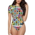 thumbnail image 2 of Goofa Cute Dogs Collage Printed Women Rash Guard Short Sleeve,Tummy control Swimsuit Surfing Swimsuit Bathing Suit One Piece Swimsuit UPF 50-Large, 2 of 9