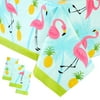 3-Pack Flamingo Tablecloth for Pineapple Birthday Decorations, Plastic Table Cover for Tropical Hawaiian and Flamingo Party Supplies, Summer Pool Party (54x108 Inches)