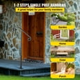 thumbnail image 2 of KFFKFF Outdoor Step Handrails, Suitable for 1-2 Steps, Single Post Iron Railing, Grey, Ideal for Concrete or Wood Stairs, Includes Base, 2 of 9