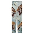 thumbnail image 5 of Tigers Clashing Blossoms Bloom Serene Winter Female Pants Flannel High Waist Women Pants Lady Warm Straight Leg Plush Trousers, 5 of 7