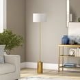 thumbnail image 4 of Evelyn&Zoe Somerset 64" Tall Floor Lamp with Drum Fabric Shade, Brass/White, 4 of 7