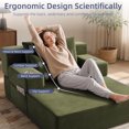 thumbnail image 6 of PUKNLY 60" Oversized Chaise Lounge Chair, 70" Boneless Corduroy Cloud Couch with 4 Pockets, 3 Pillows & 2 Cup Holders, Deep Seat Sleeper Sofa Bed for Living Room Bedroom Apartment, No Assembly,Green, 6 of 9