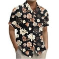thumbnail image 2 of Handshe Men's Hawaiian Shirt Tops Vintage Short Sleeve Button Down Beach Shirt Male Tropical Floral Summer Pullover Party Holiday, 2 of 6