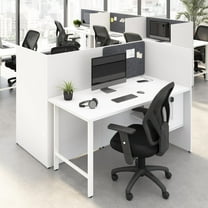 Hustle 60W 2 Person Cubicle Desk with Storage in White - Engineered Wood