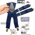 thumbnail image 2 of Holdup Suspender Company Extra Long XL Navy Blue wide work Suspenders with Jumbo Silver tone No-slip Clips, 2 of 4