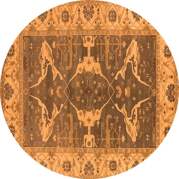 Ahgly Company Indoor Round Oriental Orange Industrial Area Rugs, 5' Round