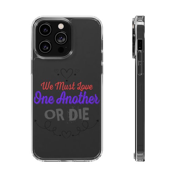 DistinctInk Clear Hybrid Case for Apple iPhone 15 Pro (6.1" Screen) - Must Love One Another Or Die - Slim Profile Design
