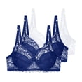 thumbnail image 2 of 3PCS Women's Bras Underwire Push up Plus Size Solid Color Lightweight Supportive Bras Gathered Bra Lace Seamless Beautiful Bra White 85B, 2 of 5