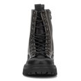 thumbnail image 3 of OLIVIA MILLER Womens Gray Color Block Lace Up Lug Sole Padded Pull Tab Removable Insole Padded Calliope Round Toe Block Heel Zip-Up Combat Boots 8, 3 of 6