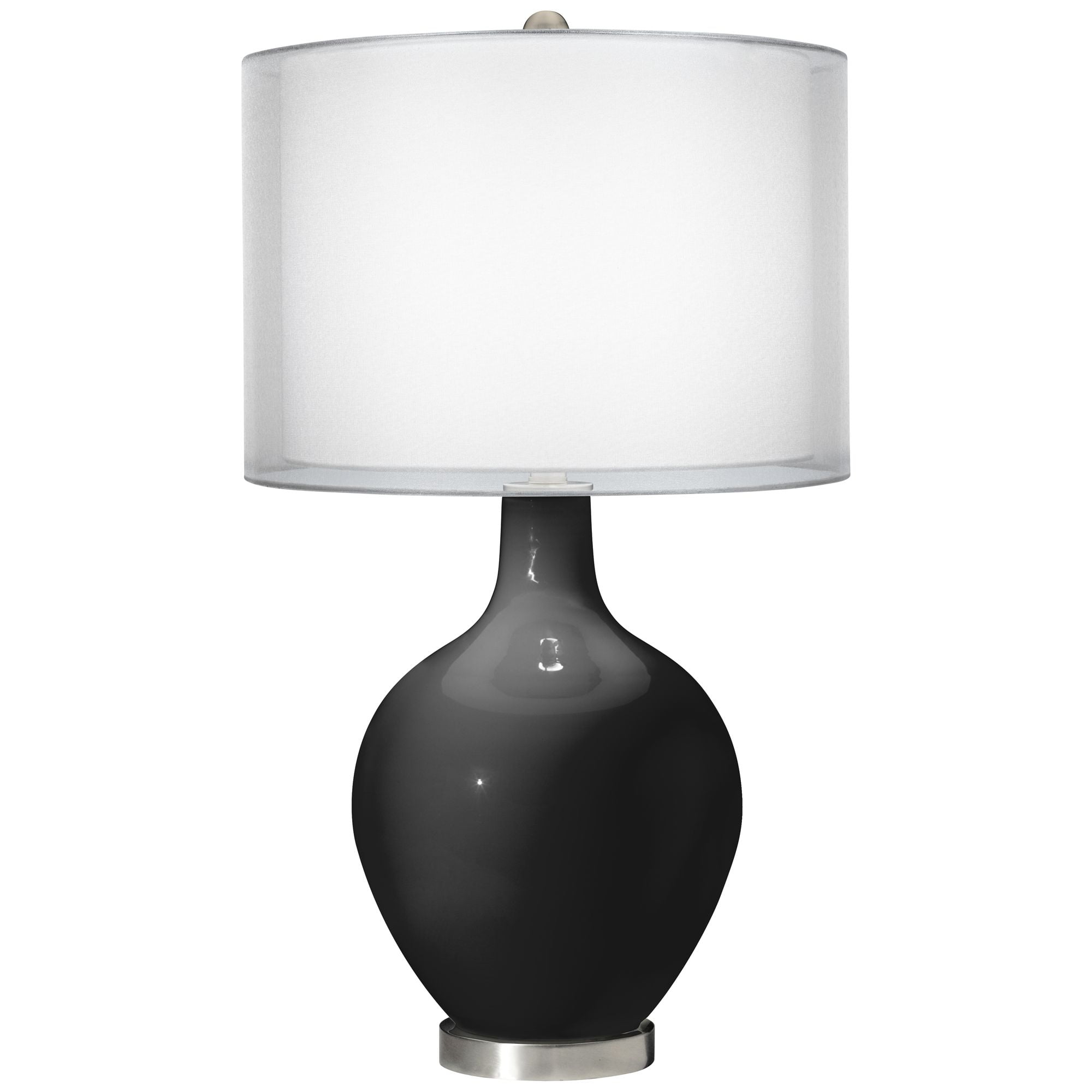 Color + Plus Tricorn Black Double Sheer Silver Shade Ovo Table Lamp -  Walmart.com