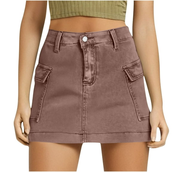 Vintage Jean Skorts for Woman High Waisted Trendy Stretchy Denim Skirt with pocket Y2K Casual Summer Skorts Skirts