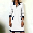 thumbnail image 6 of hoksml Women's Color Block Sweatshirt Dress with Pockets - Half Zip Long Sleeve Loose Mini Tunic Shift Dress for Casual Wear, 6 of 8