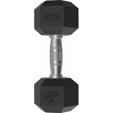 Tru Grit - 25-lb Hex Elite Dumbbell - Black/Silver