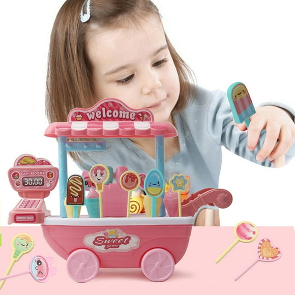EGNMCR Kids Kids Toys Ice Cream Truck Girls Simulation Little Trolley Candy Truck Ice Cream Truck Simulation ice cream Birthday Gifts for Kids