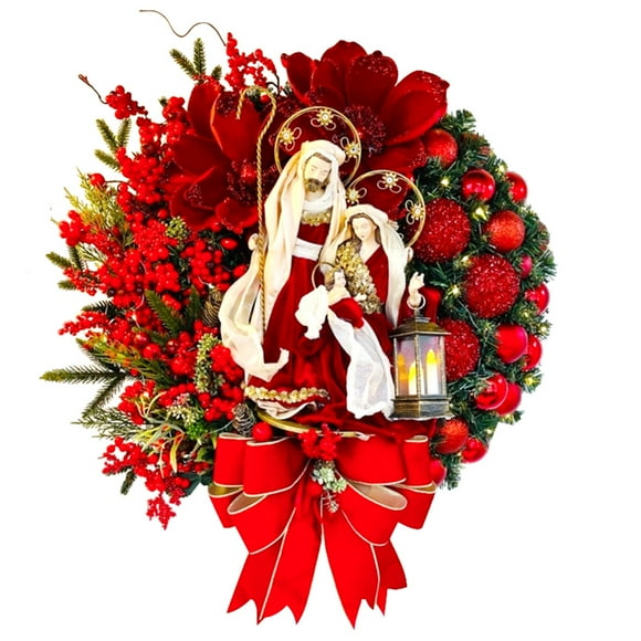 Amdohai Christmas Door Wreath Christmas Wreaths for Front Door with Red