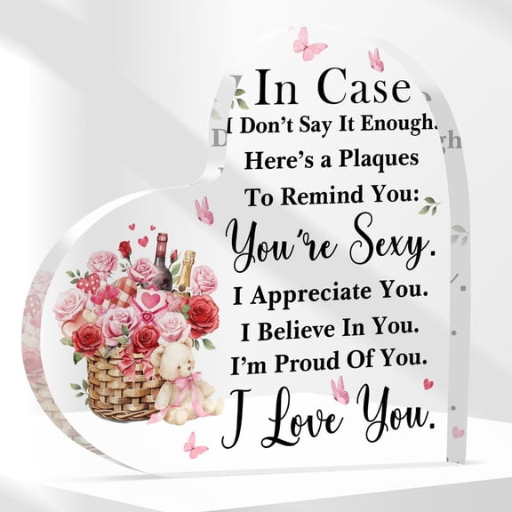 Love Gifts for Her Him, Valentines Day Gifts for Her Him Wedding Anniversary 4 Inch Acrylic Keepsake Plaque Wife Husband Girlfriend Boyfriend Birthday Gifts