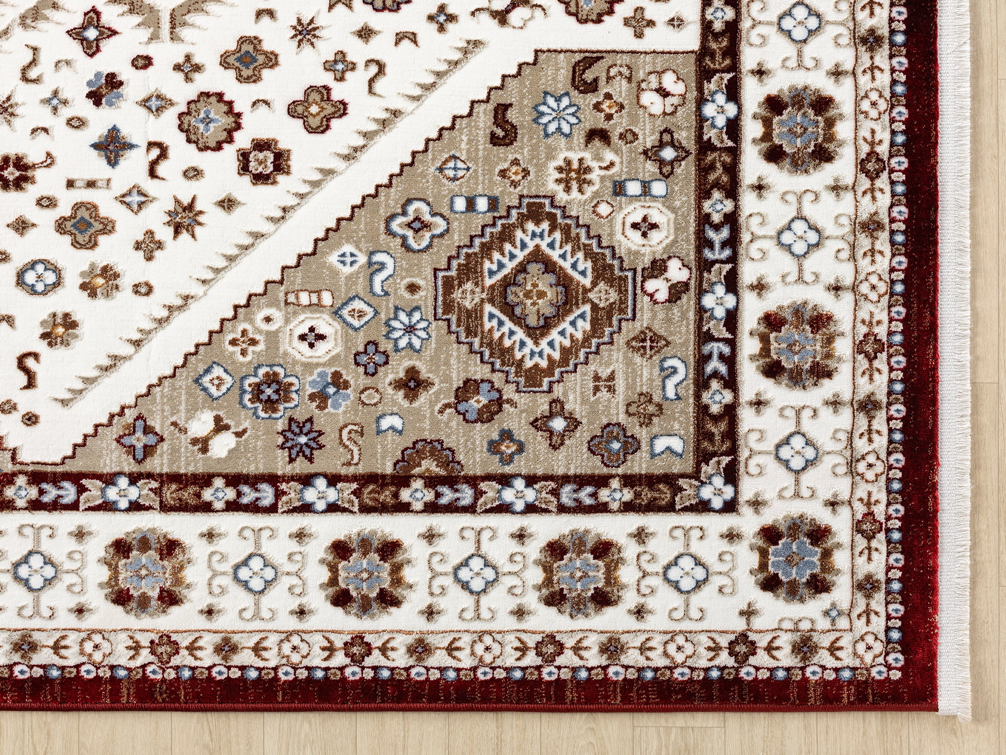 United Weavers Riviera Belva Runner Rug, Border Pattern, Burgundy, 2'7" X 7'2"
