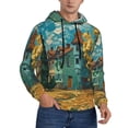 thumbnail image 2 of Rateoe Impressionist Village Sky Pattern Mens Hoodie, Pullover Hooded Sweatshirt, Kangaroo Pocket Hoodie Ideal for Daily Wear, Travel and Home-X-Large, 2 of 7