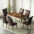 thumbnail image 2 of EOP Modern Upholstered Dining Chairs Set of 4, Tufted Parsons Dining Room Chair with Nailhead Trim, Armless Kitchen Side Chair with Wood Legs, Dark Brown, 2 of 9