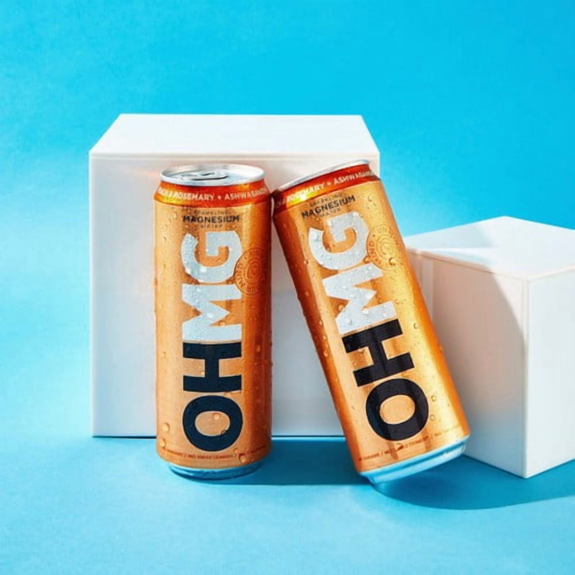 OHMG Peach sparkling magnesium water 4 x 330ml, British Import (Pack of 2)