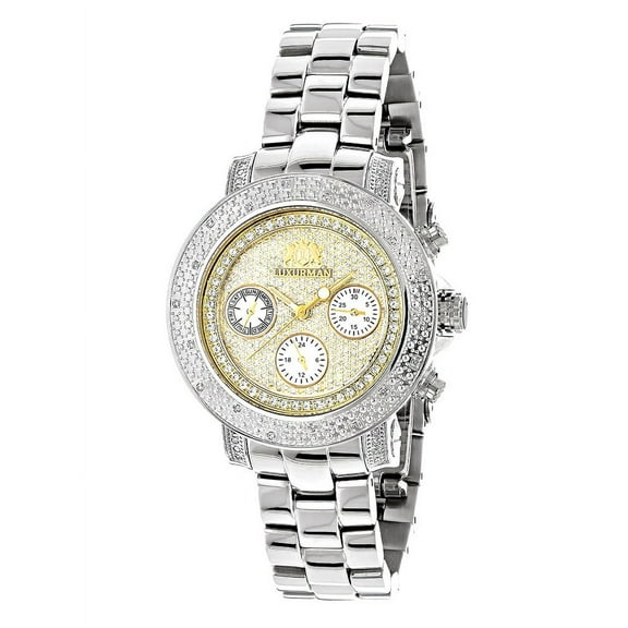 Two Tone Gold Plated Womens Diamond Watch 0.3ct