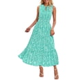 thumbnail image 1 of Vestido PRETTYGARDEN para mujer con cordón y cuello en V, maxi verde, XXL, 1 of 7