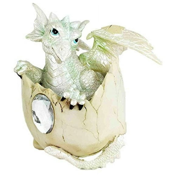Ebros April Birthstone Dragon Egg Statue Diamond Gem Birthday Dragon Hatchling