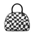 thumbnail image 2 of Black and White Wavy Checkered Pattern Insulated Lunch Bag,Leakproof Large Capacity Lunch Box for Work,Picnic or Travel,11.4 X 6.7 X 8.3 Inches, 2 of 6