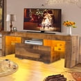 thumbnail image 3 of Modern Farmhouse TV Stand for TV up to 55 inches, Rustic TV Console Table Stand with 16-Color LED Lights, Home Living Room Entertainment Center, Fir Wood, 51"L×14" W×18"H, 3 of 11