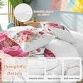 thumbnail image 2 of Watercolor Floral Bedding Duvet Cover Set King Size 4 Pieces Pink Flowers Soft Twill Plush Quilt Cover, Include 1 Duvet Cover 1 Flat Sheet And 2 Pillow, 2 of 7