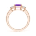 thumbnail image 2 of ANGARA Natural 2.2 ct Amethyst and Diamond Three Stone Ring in 14K Rose Gold for Women (Size-9x7mm) | February Birthstone, Birthday, Anniversary, Jewelry Gift for Women | Natural Amethyst Ring, 2 of 8
