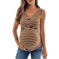 thumbnail image 4 of YUANxueke Nursing Maternity Tank Top Striped Pregnant Breastfeeding Shirt Ribbed Knit V Neck Comfy Top for Women,Khaki,L, 4 of 6