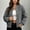 Gray, variant on Sherpa Bomber Jacket for Women Fuzzy Zip Up Coat Ribbed Cuff Collar Long Sleeve Teddy Bear Outwear Navy