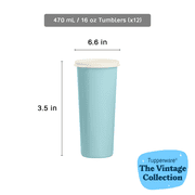 Tupperware 16 oz Plastic Tumbler Set with Lids, Assorted Colors (Set of 12)