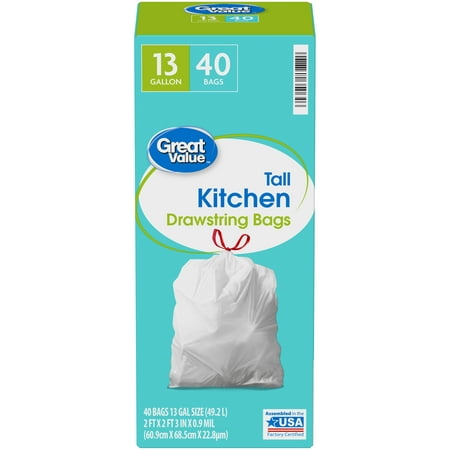Great Value™ Tall Kitchen Trash Bags, 13 Gallon, 40