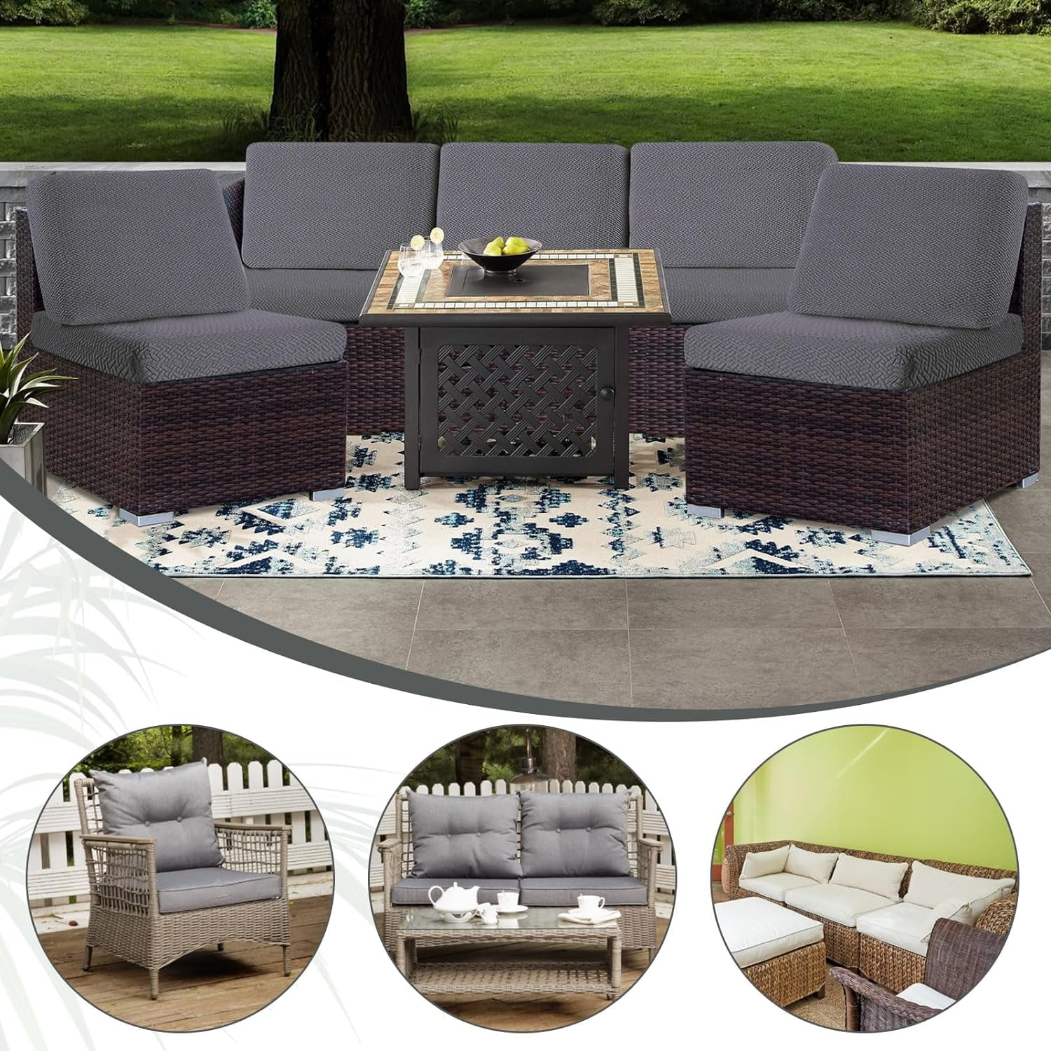6 Pack 100% Waterproof Patio Sofa Cushion Covers, Stretch Outdoor/Indoor Individual Seat Cushion Cover Furniture Protector Sofa Slipcover, Dark Gray