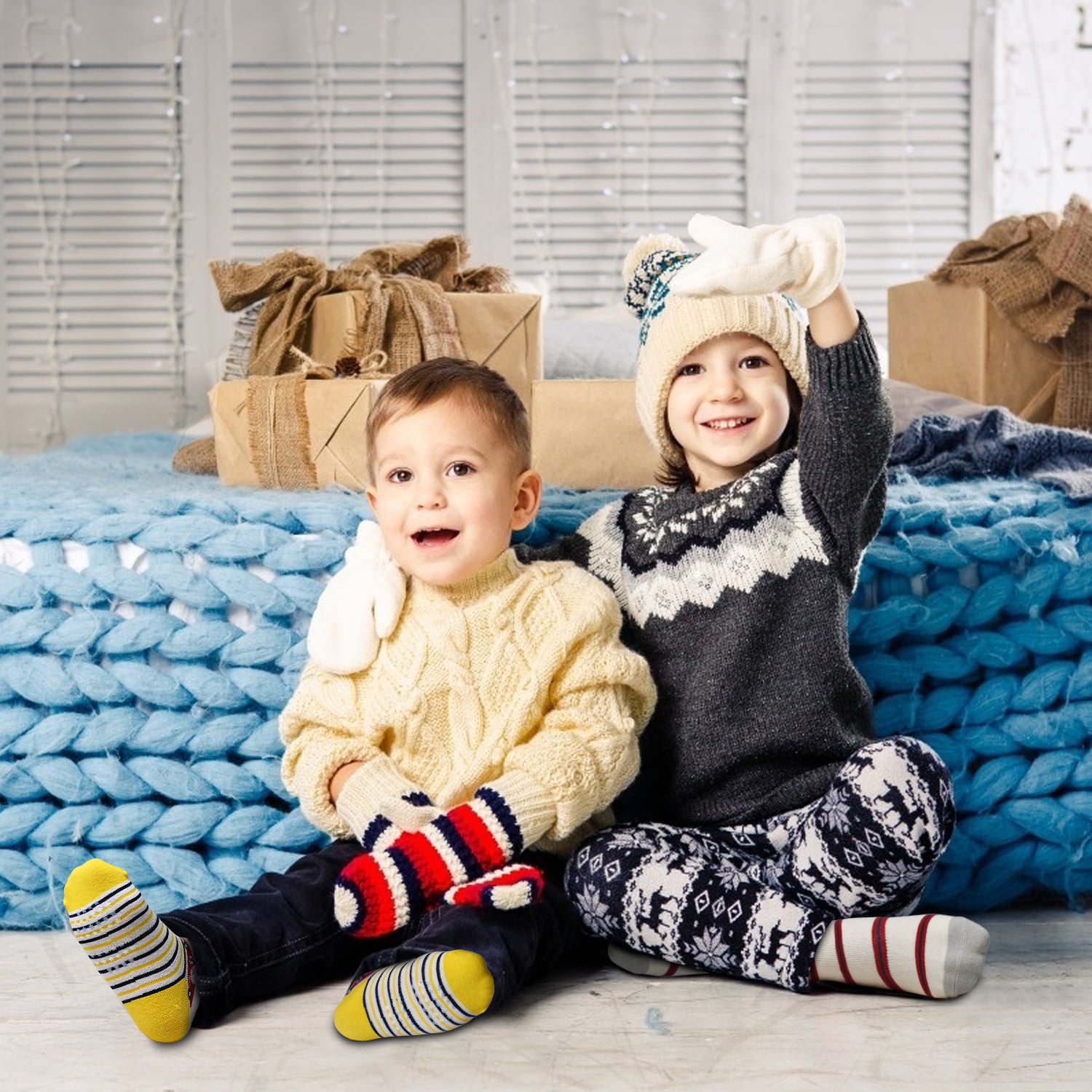 GetUSCart- Kids Non Slip Toddler Boy Grip Socks 12 Pairs Anti Skid Sticky  Socks for 3-5 Years Infants Baby Children