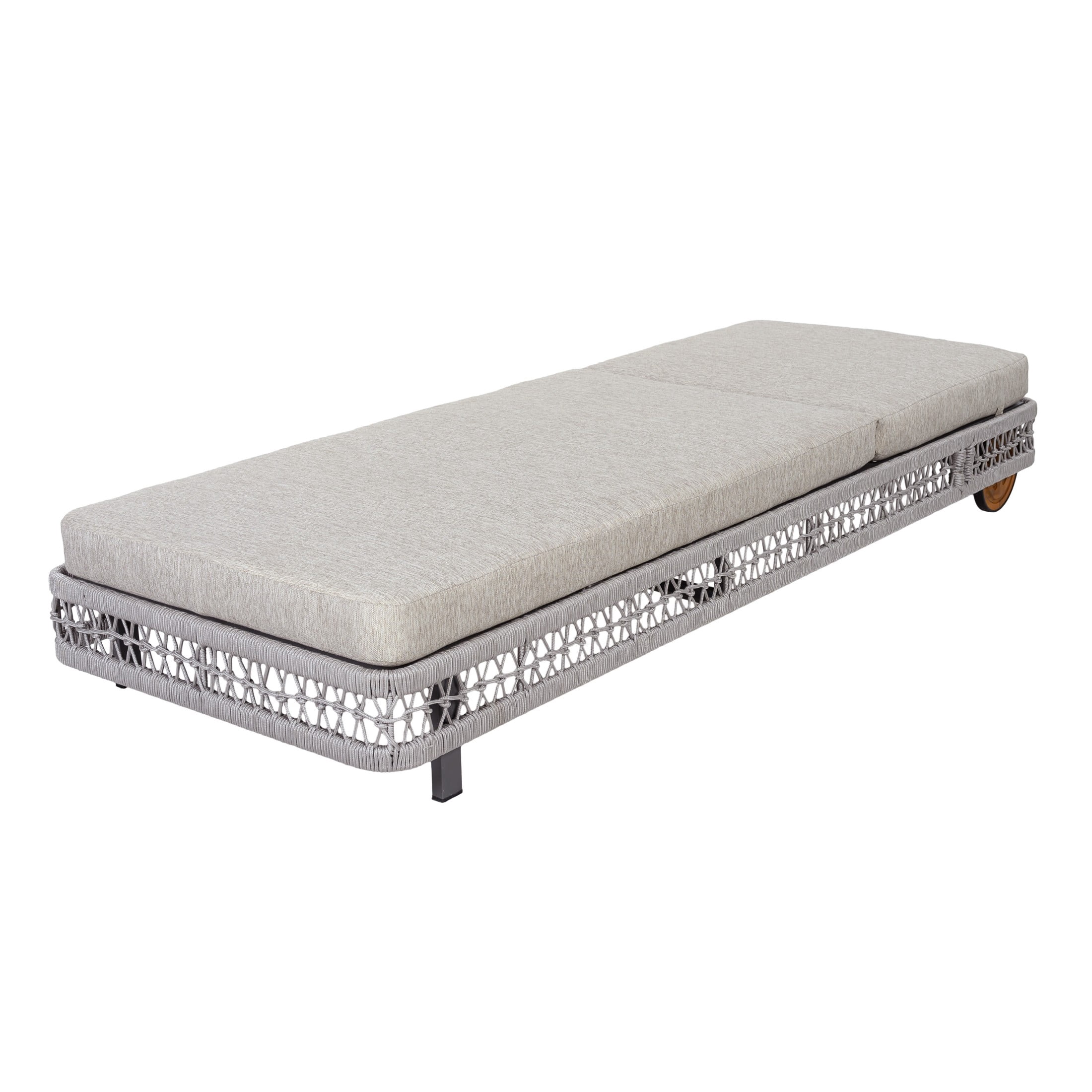 Christopher Knight Home Outdoor Woven Rope Chaise Lounge with Wheels, Adjustable Backrest, Steel Frame, Gray