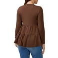 thumbnail image 3 of INSPIRE CHIC Womens Nursing Top Ruffle Pleated Long Sleeve Tunic Rayon Postpartum Breastfeeding Shirt Pregnancy Clothes M Brown, 3 of 6