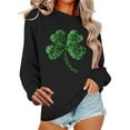 thumbnail image 2 of AuroraX Crew Neck Long Sleeve Tops for Women,Oversized Graphic Black Long Sleeve Sweatshirt for Women St.Patrick's Day Cotton Shamrock Holiday Pullover, 2 of 6