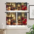 thumbnail image 3 of Vintage Christmas Curtain Set, Xmas Retro Countryside Cabin Theme Fir Twigs Vibrant Balls Window Valances and Tier Set for Home Living Room Café Décor 54''x18'' & 27''x36''x2, 3 Panels, 3 of 5