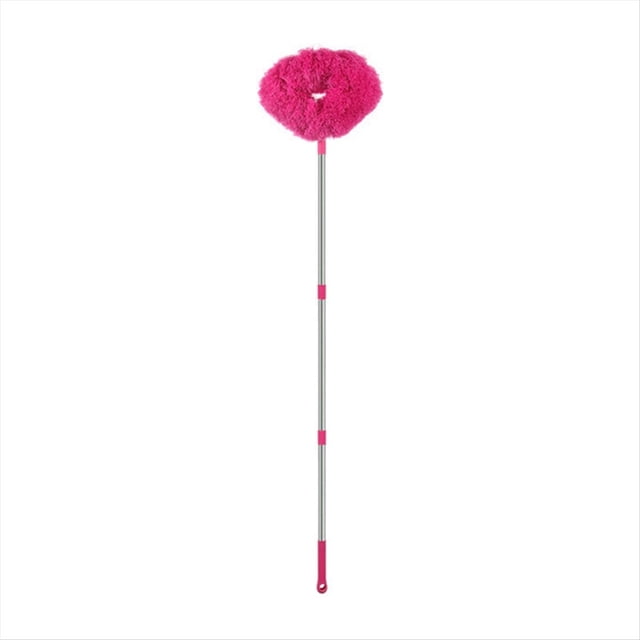 Plumero Retráctil de Acero Inoxidable con Manejar , Cepillo para Polvo, Herramientas de Limpieza para el Hogar y el Coche, Color Rojo Rosa