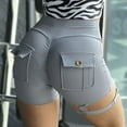 thumbnail image 5 of Women's Short Leggings With Pockets Drawstring Running Exercises And Fitness Running Pants Tall Waist Sexy Yoga Shorts, 5 of 5