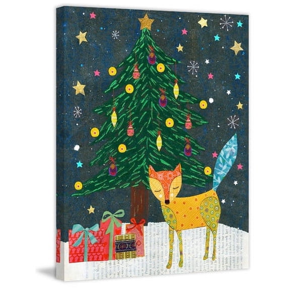 Marmont Hill "Christmas Fox" by Sascalia Painting Print on Wrapped Canvas